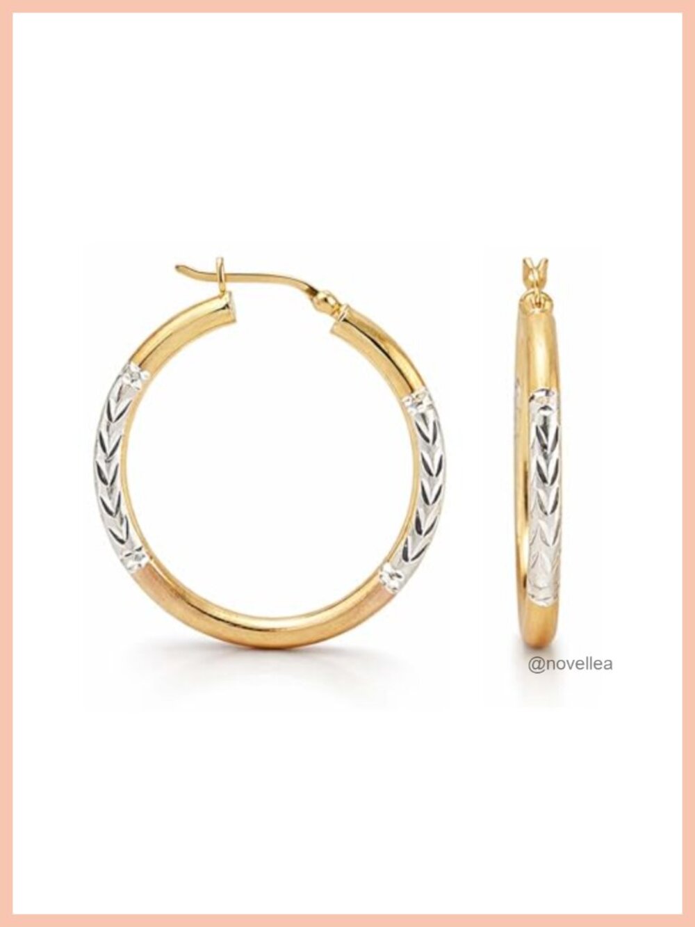 Sterling Silver 925 Two-Tone Hoop Earrings for Women Italian